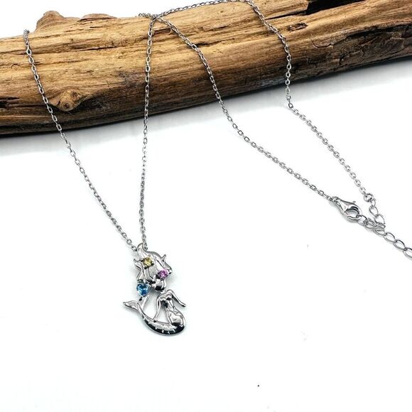 Mermaid Sterling Silver CZ Necklace - Picture 1 of 5